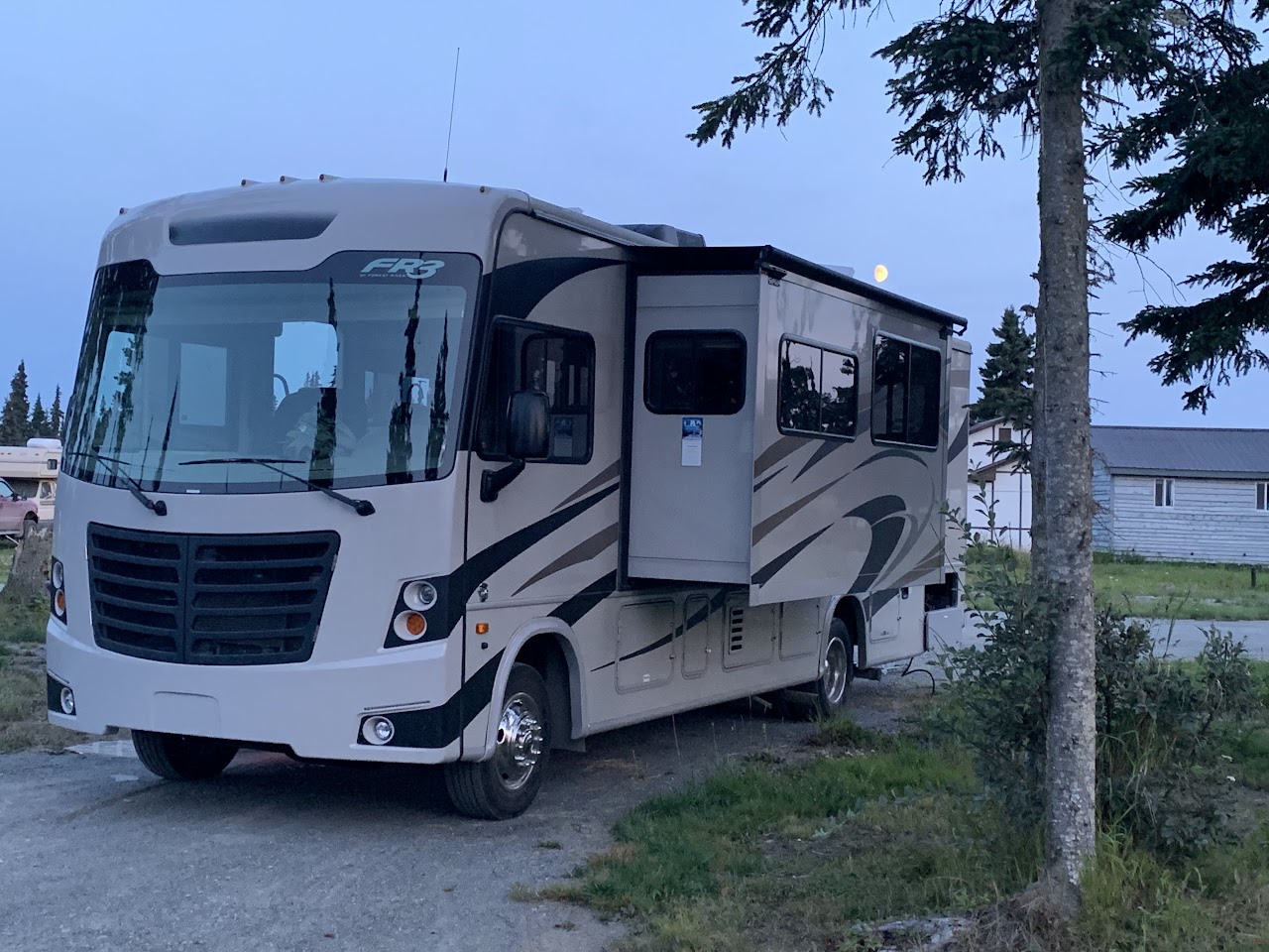 A motorhome parked at an Albatross RV site